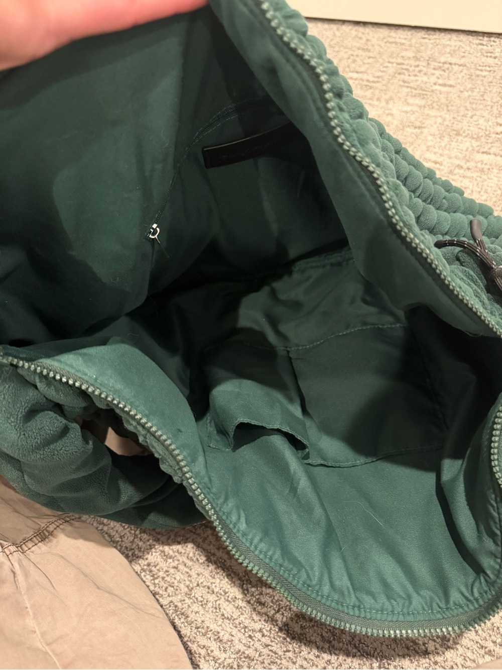 Free People Quilted Pucker-Up Fleece Shoulder Bag in Forest Green, Rust, Cream - Picture 5 of 5
